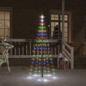 Prolenta Premium Vlaggenmast kerstboom 108 LED's meerkleurig 180 cm