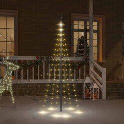 Prolenta Premium Vlaggenmast kerstboom 108 LED's warmwit 180 cm