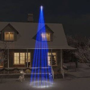 Prolenta Premium Vlaggenmast kerstboom 1134 LED's blauw 800 cm