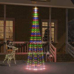 Prolenta Premium Vlaggenmast kerstboom 310 LED's meerkleurig 300 cm