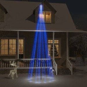 Prolenta Premium Vlaggenmast kerstboom 732 LED's blauw 500 cm