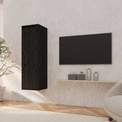 Prolenta Premium Wandkast 30x30x100 cm massief grenenhout zwart