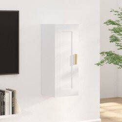 Prolenta Premium Wandkast 35x34x90 cm bewerkt hout hoogglans wit