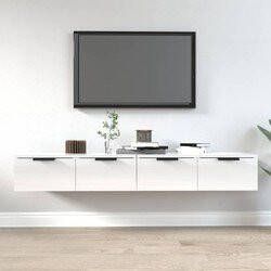 Prolenta Premium Wandkasten 2 st 68x30x20 cm bewerkt hout hoogglans wit