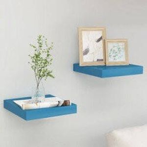 Prolenta Premium Wandschappen zwevend 2 st 23x23 5x3 8 cm MDF blauw