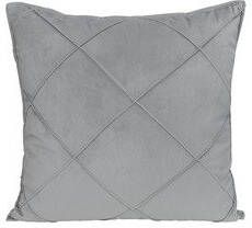 QUVIO Sierkussen gevuld met ruit patroon 50 x 50 cm Fluweel Grijs - Foto 2