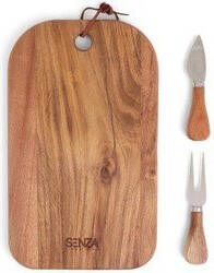SENZA Bits & Bites tasting tray with knives 3 delige set bestaande uit borrelplank met 2 accessoires