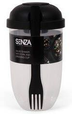 SENZA salade shaker met vork en dressing bakje zwart
