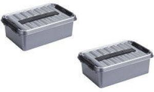 Sunware 2x stuks Q-Line opbergboxen opbergdozen 4 liter 30 x 20 x 10 cm kunststof Praktische opslagboxen Opbergbakken Opbergbox