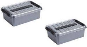 Sunware 3x stuks opberg boxen opbergdozen 12 liter metallic zwart 40 x 30 x 14 cm kunststof Praktische opslagboxen Opbergbox