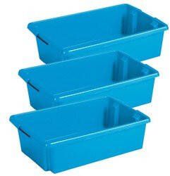 Sunware Opslagbox 3 stuks kunststof 30 liter blauw 59 x 39 x 17 cm Opbergbox