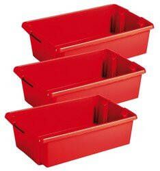 Sunware Opslagbox 3 stuks kunststof 30 liter rood 59 x 39 x 17 cm Opbergbox