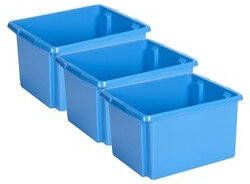 Sunware Opslagbox 3 stuks kunststof 32 liter blauw 45 x 36 x 24 cm Opbergbox