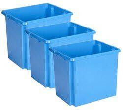 Sunware Opslagbox 3 stuks kunststof 45 liter blauw 45 x 36 x 36 cm Opbergbox