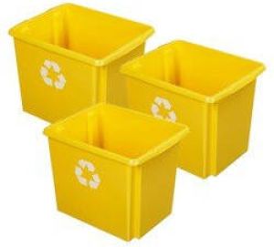 Sunware Opslagbox 3 stuks kunststof 45 liter geel 45 x 36 x 36 cm Opbergbox