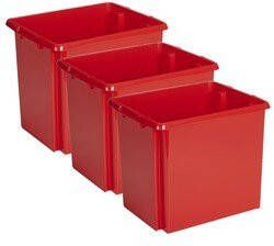 Sunware Opslagbox 3 stuks kunststof 45 liter rood 45 x 36 x 36 cm Opbergbox