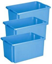 Sunware Opslagbox 3 stuks kunststof 51 liter blauw 59 x 39 x 29 cm Opbergbox