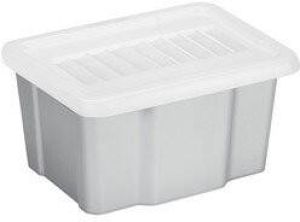 Sunware opslagbox kunststof 24 liter lichtgrijs 42 x 33 x 22 cm met afsluitbare deksel Opbergbox