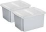 Sunware set van 2x opslagboxen 32 liter lichtgrijs 45 x 36 x 24 cm met afsluitbare deksel Opbergbox - Thumbnail 2
