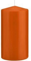 Trend Candles 1x Oranje cilinderkaarsen stompkaarsen 8 x 15 cm 69 branduren Geurloze kaarsen oranje Stompkaarsen