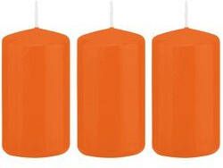 Trend Candles 3x Oranje cilinderkaarsen stompkaarsen 5 x 10 cm 23 branduren Geurloze kaarsen oranje Woondecoraties Stompkaarsen