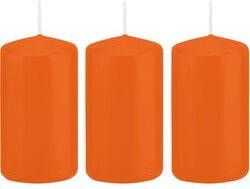 Trend Candles 3x Oranje cilinderkaarsen stompkaarsen 6 x 12 cm 40 branduren Geurloze kaarsen oranje Woondecoraties Stompkaarsen