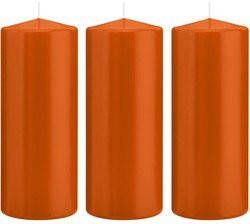Trend Candles 3x Oranje cilinderkaarsen stompkaarsen 8 x 20 cm 119 branduren Geurloze kaarsen oranje Woondecoraties Stompkaarsen