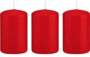 Trend Candles 3x Rode cilinderkaarsen stompkaarsen 5 x 8 cm 18 branduren Geurloze kaarsen Woondecoraties Stompkaarsen