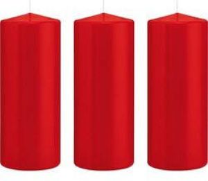 Trend Candles 3x Rode cilinderkaarsen stompkaarsen 8 x 20 cm 119 branduren Geurloze kaarsen Woondecoraties Stompkaarsen