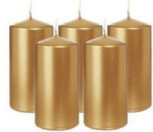 Trend Candles 5x Gouden cilinderkaars stompkaars 6 x 12 cm 40 branduren Geurloze goudkleurige kaarsen Woondecoraties Stompkaarsen