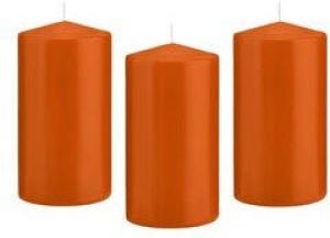 Trend Candles 8x Oranje cilinderkaarsen stompkaarsen 8 x 15 cm 69 branduren Geurloze kaarsen oranje Stompkaarsen