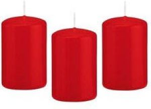 Trend Candles 8x stuks rode cilinderkaars stompkaars 5 x 8 cm 18 branduren Geurloze kaarsen Woondecoraties Stompkaarsen