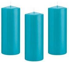 Trend Candles 8x Turquoise blauwe cilinderkaarsen stompkaarsen 8 x 20 cm 119 branduren Geurloze kaarsen turkoois blauw Stompkaarsen