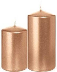 Trend Candles Cilinder Stompkaarsen set 6x stuks rose goud 8 en 12cm Stompkaarsen