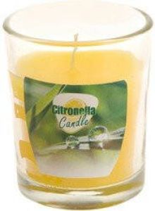 Trend Candles Citronella anti muggen kaarsen in kaarsenhouder transparant glas 5 x 6 cm geurkaarsen