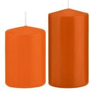 Trend Candles Stompkaarsen set 2x stuks oranje 12 en 15 cm Stompkaarsen