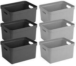 Trendoz 8x stuks opbergboxen opbergmanden 32 liter kunststof 45 x 35 x 24 cm 4x zwart en 4x grijs Opbergbox