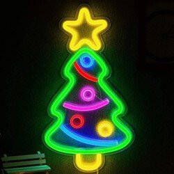 Unknown Retro neon verlichting Kerstboom multi color