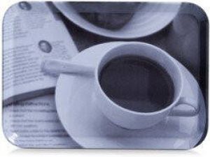 Zeller 1x Dienbladen kunststof met koffieprint 30 x 22 cm Dienbladen