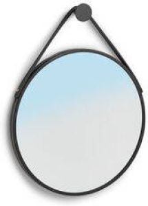 Zeller Ronde wandspiegel zwart metaal 40 cm met ophanghaak Industriele spiegel voor in de hal badkamer of toilet Spiegels