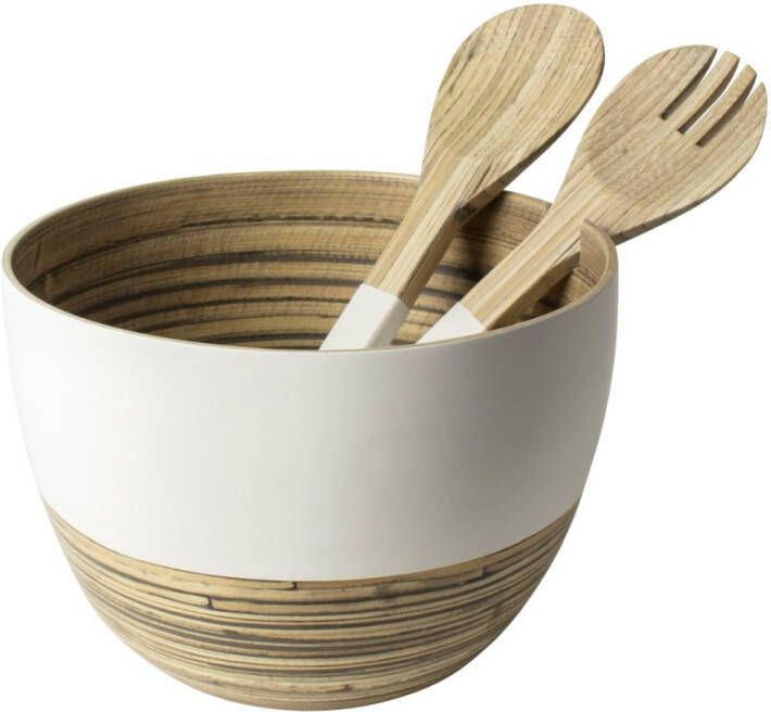 Gusta Schaalø22cm+Saladecouvert Bamboe-wit