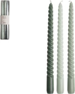 Gusta Swirl Dinerkaarsen 3 stuks 25cm Groen