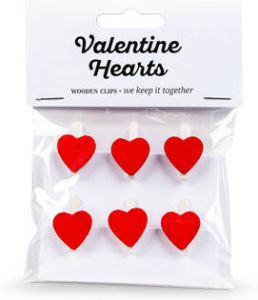 Knijpertjes Knijpers Valentine Hearts 30x4mm