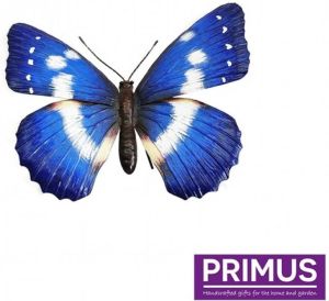 Primus Extra grote metalen vlinder 3D blauw