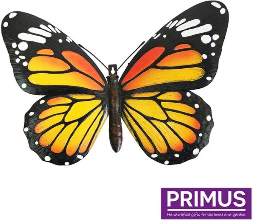 Primus Extra grote metalen vlinder 3D oranje