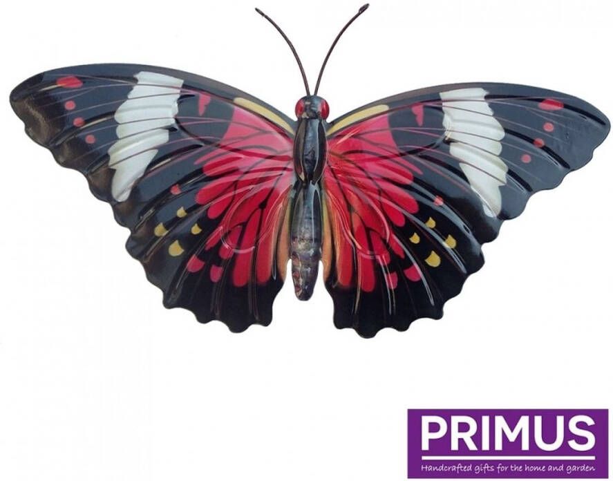 Primus Grote metalen vlinder rood