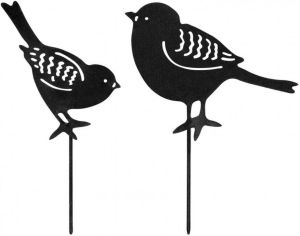 Primus Kleine metalen zwarte vogels set van 2