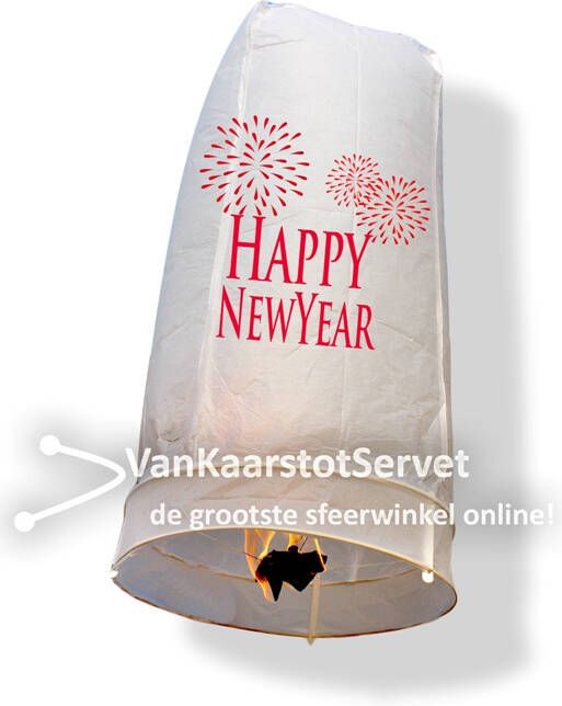 Wensballon 100 50 wit 'Happy New Year'