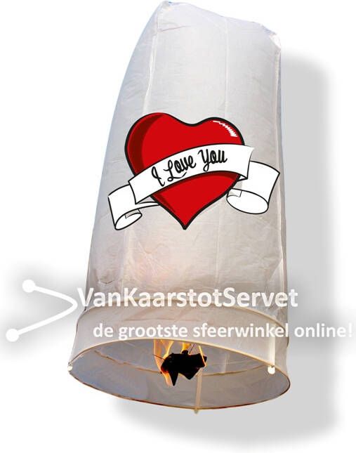 Wensballon 100 50 wit 'I love you'