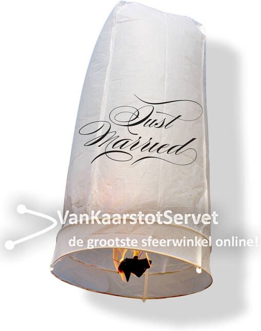 Wensballon 100 50 wit 'Just Married'
